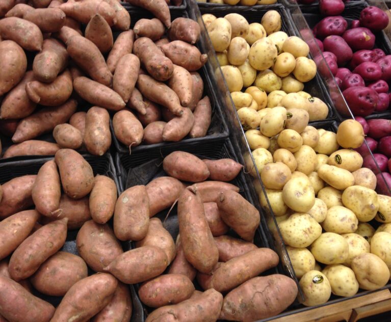 Fresh Egyptian Potatoes on display