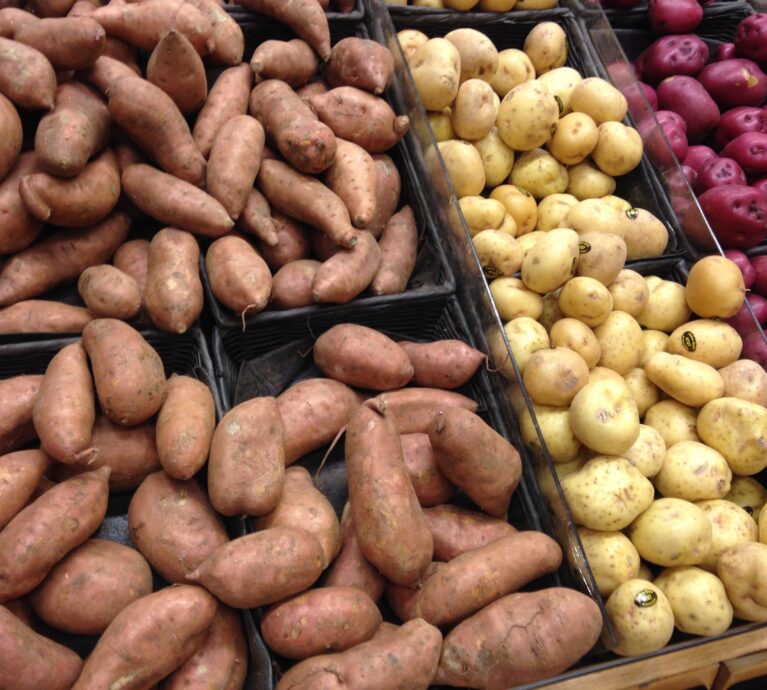 Fresh Egyptian Potatoes on display