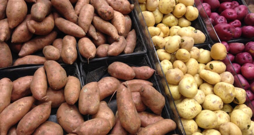 Fresh Egyptian Potatoes on display